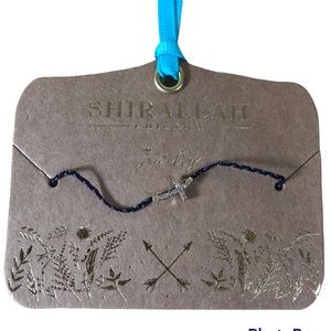 Shiraleah Anthropologie Bracelet Crystal Mala Navy Blue String Wavy Cross